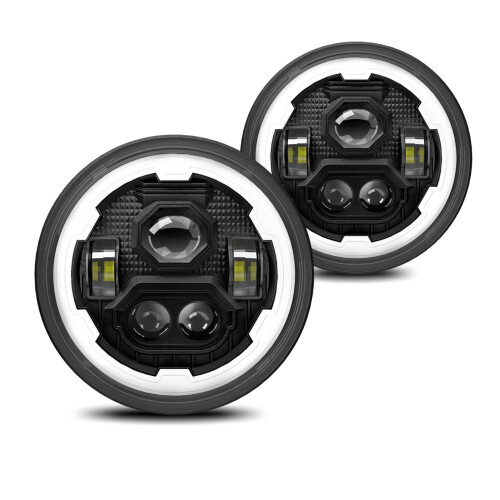 Farol redondo de LED de 7 polegadas com luz alta/baixa, DRL e pisca âmbar para carros e motocicletas, à prova d'água IP67, pacote com 2 unidades. 1