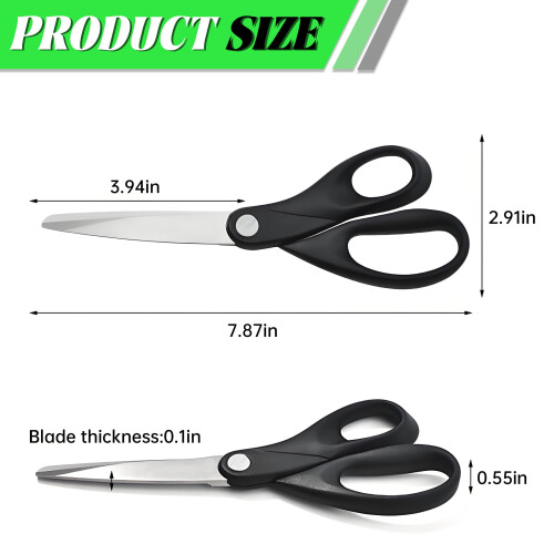 2Pcs Craft Scissors, Two-Finger Handle, 7.87" Black Scissors for Thread Cutting & Snipping – Compatible with Office Use 1