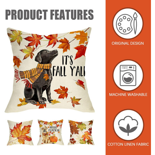 Housse de coussin pour chien Maple Leaf, 45 x 45 cm, lot de 4 1