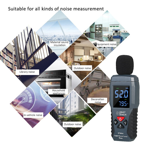 Sonómetro con pantalla LCD de 30-130 dB(A), compatible con ST9604. 2