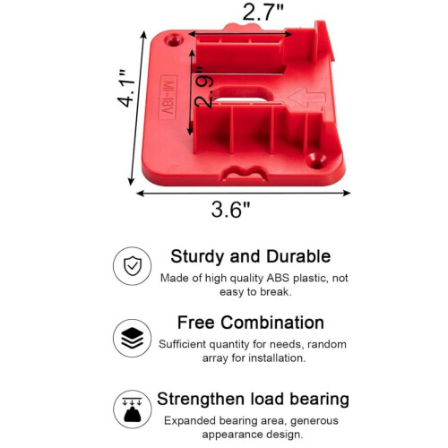 Θήκη μπαταρίας συμβατή με μπαταρία Milwaukee M18 18V, Μπαταρίες τοίχου για αποθήκευση σε 1