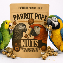 Parrot Pops Nuts -Big Parrot - Pokarm: Ziarno Z Dużą Ilością Orzechów W Kształcie Kuleczek Dla Średnich I Dużych Papug  250G