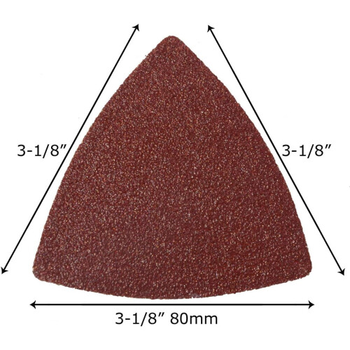 80mm Triangular Hook & Loop Sandpaper (60 Pcs, 60 Grit) for Wood Sanding, Compatible with 3-1/8" Oscillating Multi Tools (XG802060) 2