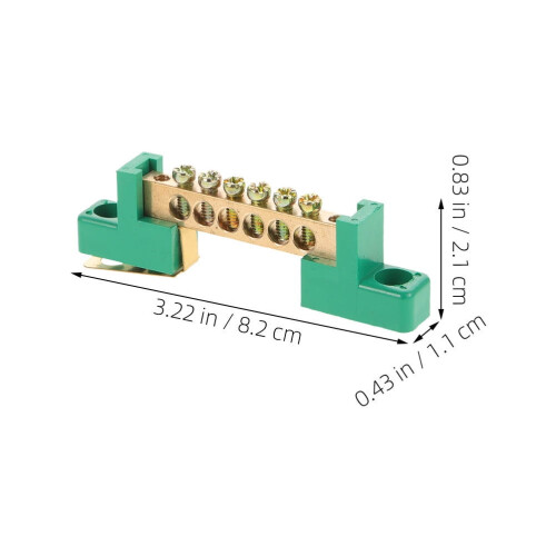 Copper Bus Bar with Green Terminal Block 8.2 cm 1