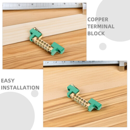 Copper Bus Bar with Green Terminal Block 8.2 cm 2