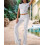 Solid Color Slim Fit Short Sleeve Trousers Suit Gray L 2
