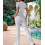 Solid Color Slim Fit Short Sleeve Trousers Suit Gray L 5