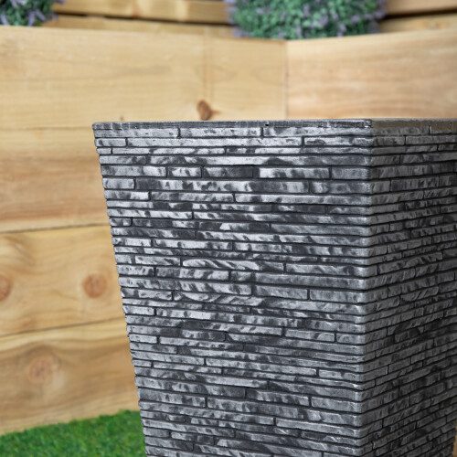 Strata 30cm x 45cm Large Square Plastic Slate Effect Garden Planter in Dark Grey 1