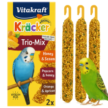 Vitakraft Kracker Trio-Mix Premium - Popcorn, Miód, Pomarańcza - Kolby Dla Papużki Falistej 3 Szt