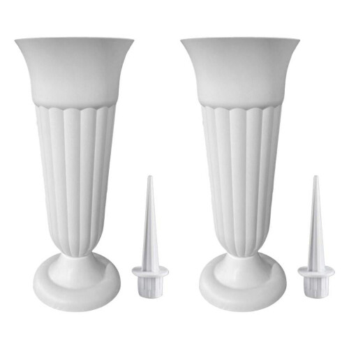Vaso funerário com estaca e base para arranjos florais em lápides memoriais. 1