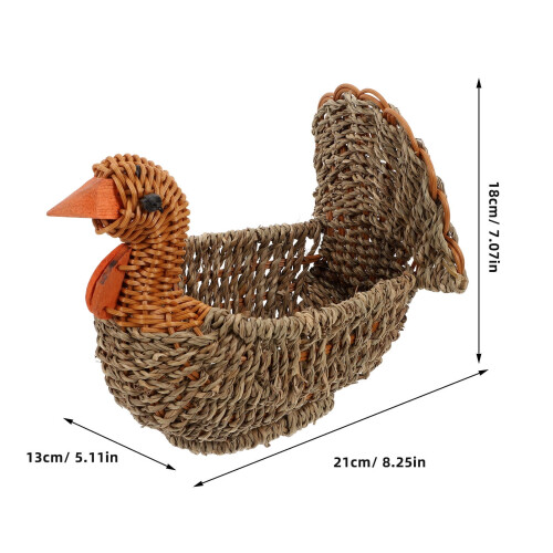 Turkey-Shaped Wicker Fruit Basket, Light Brown 1