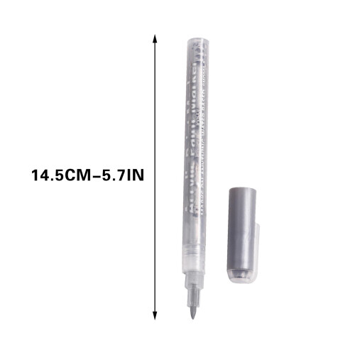 Ακρυλικό μαρκαδόρο νυχιών με ασημί μελάνι, 5ml ακουαρέλας με γκράφιτι με μαλακή 1