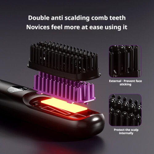 Sukvpsi Go Brush Pro2026Αναβαθμισμένη φορητή βούρτσα ισιώματος μαλλιών, 2000mAh, οθόνη 2