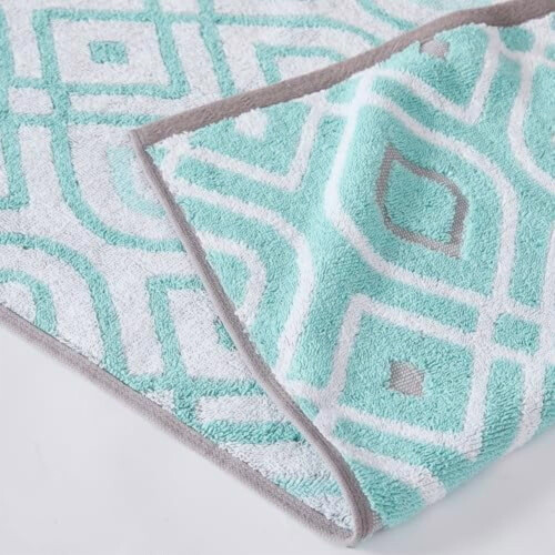 6-Piece 100% Cotton Bath Towel Set Aqua Grey White 1