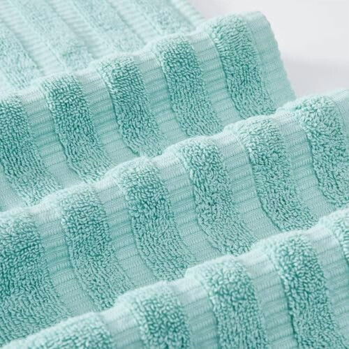 6-Piece 100% Cotton Bath Towel Set Aqua Grey White 2