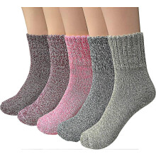 Calzini termici invernali da donna - 5 paia di calzini caldi in lana lavorati a maglia da donna