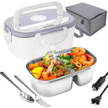 Elektrische 3-in-1-Lunchbox, Edelstahl-Lunchbox, weiß