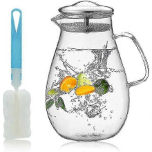 1,9L glasvattenkanna med lock, kanna i borosilikatglas för te, kaffe och juice