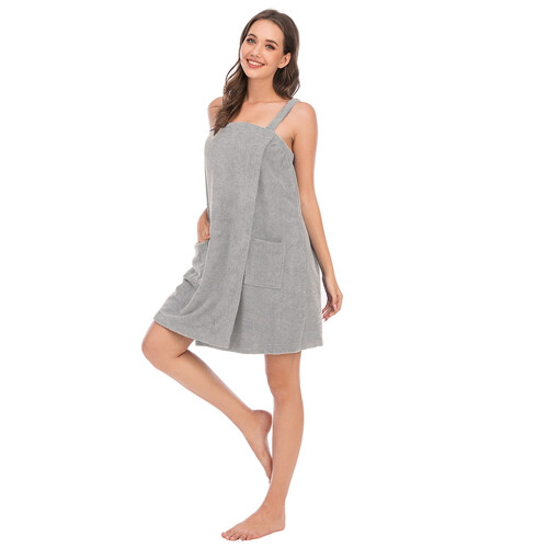 Leichtes Bade-/Duschtuchkleid für Damen, Spa-Bad - Grau 2