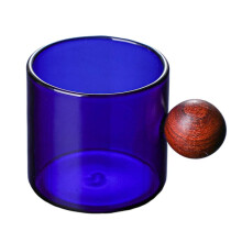 Glasbecher, hitzebeständig, für Spirituosen, Säfte, Kaffee, Tee, Café, Blau