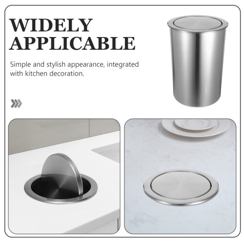 Embedded Trash Bin Stainless Steel 1Set 11.4X8.1X8.1In 2