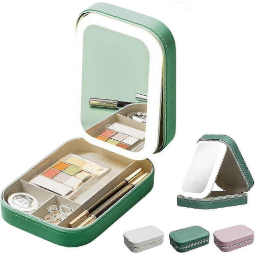 Bærbart makeup-etui til kvinder LED-lys spejl makeup-etui LED komplementærlys makeup-etui touch-kontrol