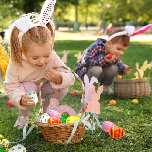 Plastic Easter Eggs Basket Stuffers, Empty Fillable Eggs for Egg Hunt & Decor – 36pcs, 2.3"x1.57", 1Bunny Bag, compatible with standard Easter 1