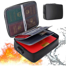 Caja ignífuga para documentos con cerradura, resistente al agua y al fuego, gran capacidad
