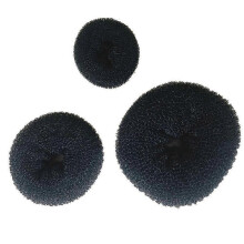 Conjunto de 3 peças de esponja para modelar coque em formato de rosquinha, acessórios de cabeleireiro (preto)