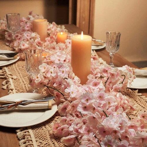 Artificial Cherry Blossom Rattan Garland 180cm 1
