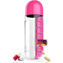 Pillen-Organizer-Wasserflasche, 7-Tage-Medikamentenhalter mit Wochenspender, Kapsel-Trinkflasche