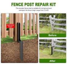 Fence Post Repair Kit,Heavy Duty Steel Fence Post Anchor Ground Spike ,Quick Fix Broken/Leaning Wood Posts(2-Pack)