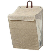 Zusammenklappbarer Wäschekorb für Badezimmer, Wandmontage (Größe: L) - Beige