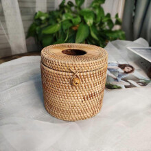 Stück runde Taschentuchbox aus Rattan, handgeflochtener Taschentuchhalter aus Weide, Retro-Taschentuchbox zur Aufbewahrung auf dem Schreibti