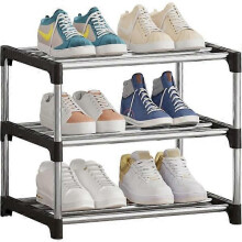 Kleines Schuhregal, stapelbares Schuhregal mit 3 Ebenen, Schuhaufbewahrung, leichtes Schuhregal