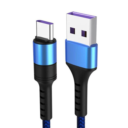Cabo de carregamento rápido USB Type-C trançado de 1 m (azul) 1