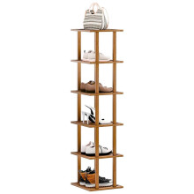 Schuhregal mit 6 Ebenen, Schuhregal aus Holz, schmales Schuhregal, Schuhregal aus Bambus, Türschuhregal für Eingangsbereich, Kleiderschrank