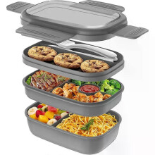 Lunchbox 1900 ml, Lunchbox für Erwachsene, Lunchbox für Kinder mit Fächern, Lunchbox mit Besteck, Lunchbox für die Arbeit, mikrowellengeeign