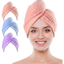 Conjunto de 3 Toalhas de Cabelo Turbante de Microfibra: Absorventes, com Fecho de Botão – Adequadas para Todos