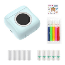 Mini-Drucker für Smartphones, kabelloser Thermodrucker, tintenloser Taschendrucker mit Bluetooth, blau