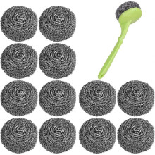 Stahlwolle-Reinigungsschwamm, 20er-Pack, Topfreiniger, Reinigungsschwamm, Stahlschwämme, Reinigungsschwamm, Reinigungsschwamm, mit 1 Griff