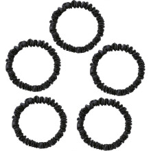 Seidenhaargummi, Maulbeerseide, luxuriös, elastisch, 5er-Pack, schwarz, 22 mm