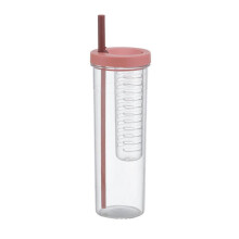 Plastik-Wasserflasche mit Strohhalm, niedliche Wasserflasche mit faltbarem Strohhalm für Survival, Camping und Wandern