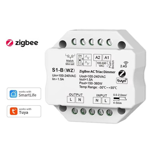 S1-B Tuya Zigbee RF AC Triac Dimmer LED Controller Push  Control 110V 220V 230V  Life APP per Alexa Assistant 1