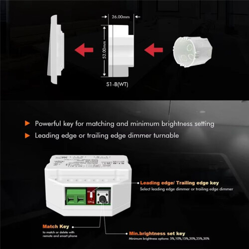 S1-B Tuya Zigbee RF AC Triac Dimmer LED Controller Push  Control 110V 220V 230V  Life APP per Alexa Assistant 2