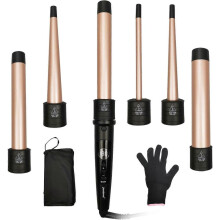 janelove Lockenstab, 6-in-1-Haarglätter-Set für langes und kurzes Haar, mit 5 austauschbaren Keramikaufsätzen, inklusive großer und kleiner