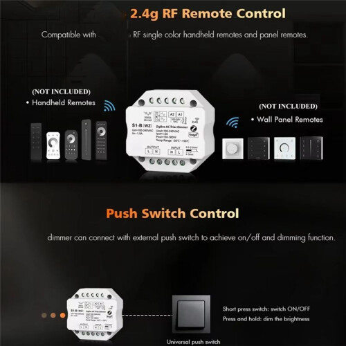S1-B Tuya Zigbee RF AC Triac Dimmer LED Controller Push  Control 110V 220V 230V  Life APP for Alexa Assistant 1