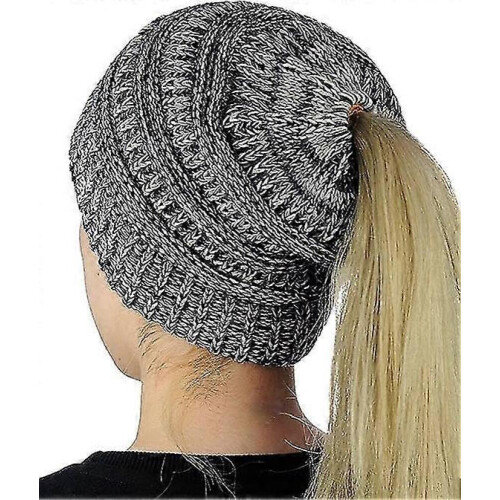 Dicke Strickmütze mit Stricklöchern, Frottee-Strickmütze, Wintermütze