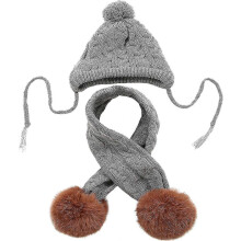 Hundemütze & Schal-Set, gestrickte Hundemütze, Haustier-Weihnachtsmütze, Wintermütze, süßes Accessoire, Hals- und Ohrenwärmer, Kapuze, warm