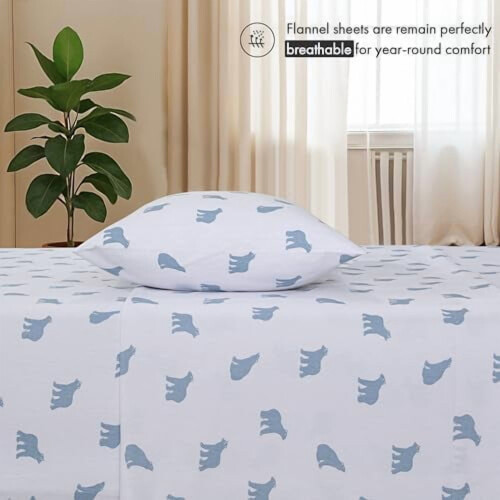Φανελένια σεντόνια Twin XL – 100% βαμβάκι διπλής πλέξης, με βαθιές τσέπες 16", σετ 3 2